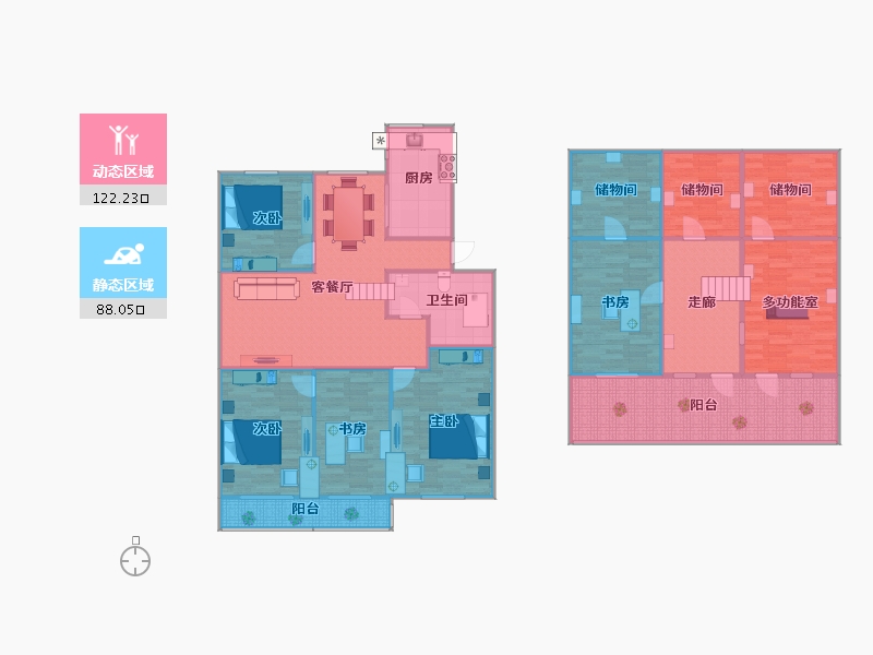 江苏省-无锡市-溪南新村-198.13-户型库-动静分区