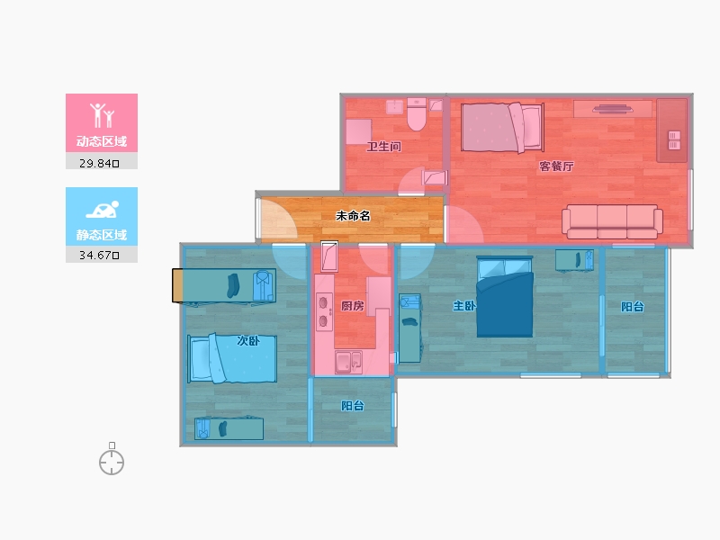 北京-北京市-望陶园-63.86-户型库-动静分区