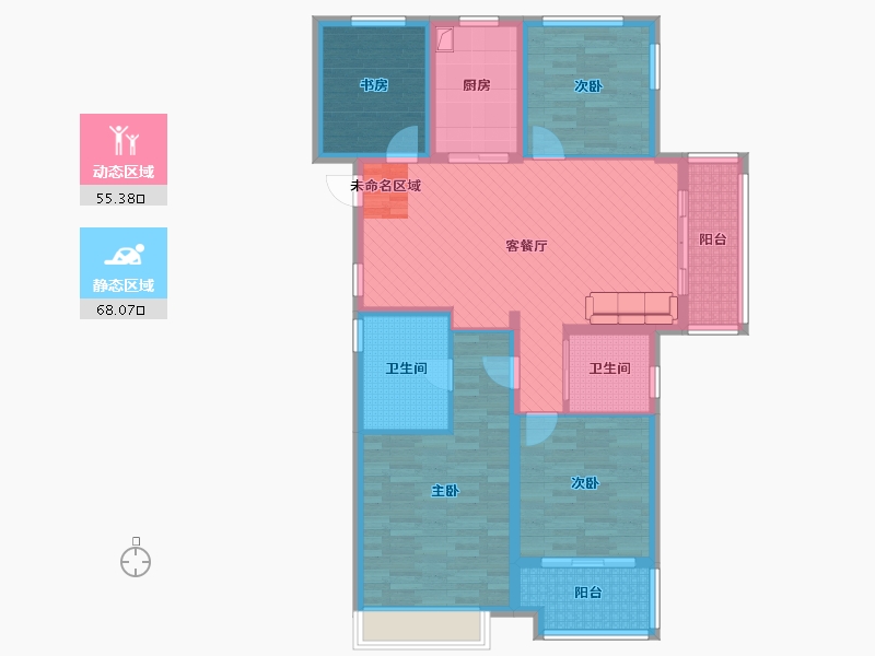 浙江省-杭州市-东海闲湖城（玉屏蓝湾）-110.76-户型库-动静分区