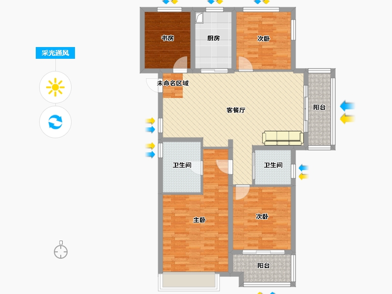 浙江省-杭州市-东海闲湖城（玉屏蓝湾）-110.76-户型库-采光通风