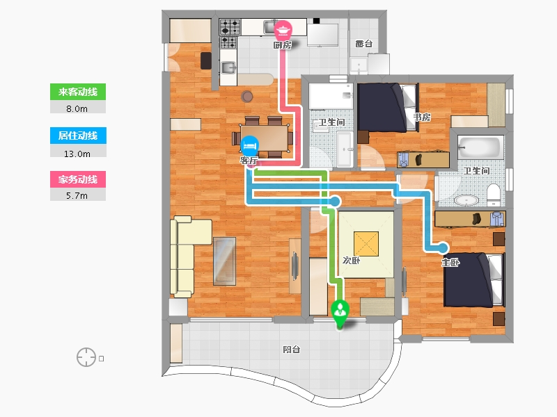 贵州省-黔南布依族苗族自治州-锦江华府-106.55-户型库-动静线