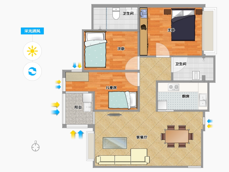 四川省-资阳市-凯旋国际D2-78.87-户型库-采光通风