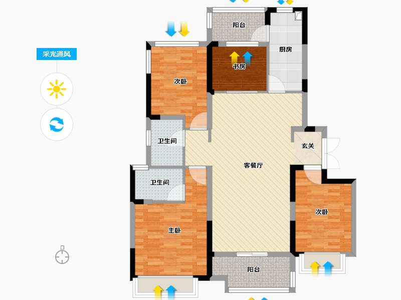 四川省-成都市-中海锦江城-101.34-户型库-采光通风