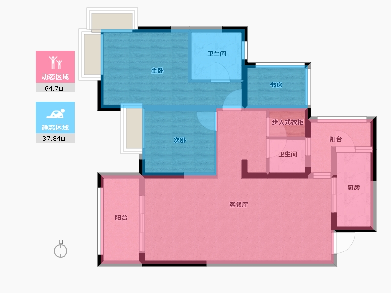 四川省-巴中市-恩阳高庐御品湾-88.70-户型库-动静分区