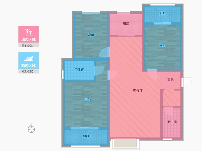 陕西省-西安市-后卫馨佳苑-104.00-户型库-动静分区