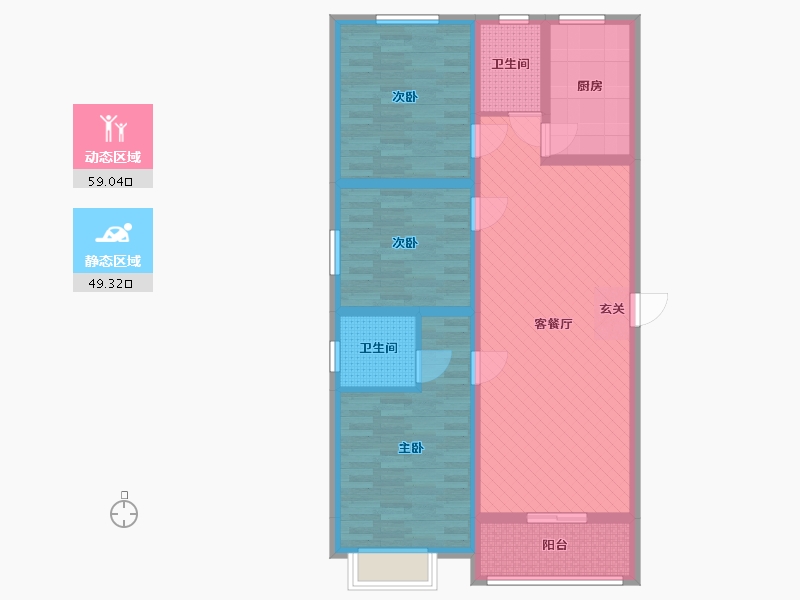 河北省-邢台市-金牛阳光苑-95.33-户型库-动静分区