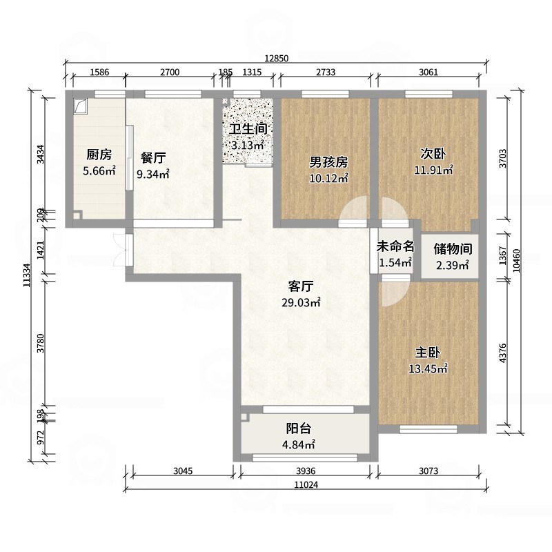 大金空调官方-乳白流光,邂逅法式复古的 130㎡浪漫栖居-户型图概览
