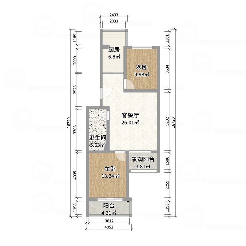 壹诺设计工作室-88㎡2室-奶油风-户型图概览