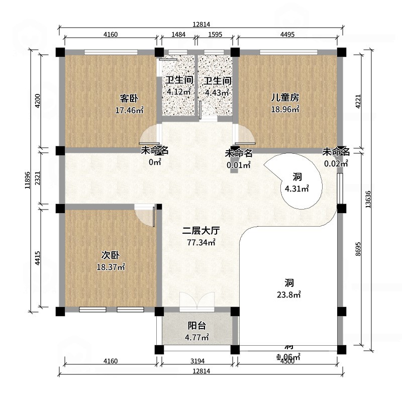 星空设计500一套-混搭168㎡3室-户型图概览
