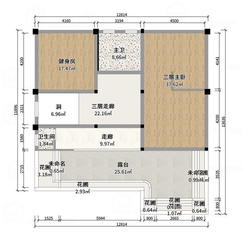 星空设计500一套-混搭168㎡3室-户型图概览