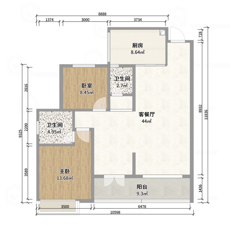 星空设计500一套-法式包豪斯混搭风格-户型图概览