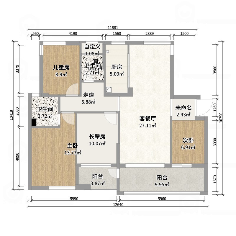 壹诺设计工作室-复古风-户型图概览