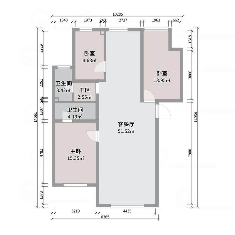 艺雅丽-117平现代简约 -户型图概览
