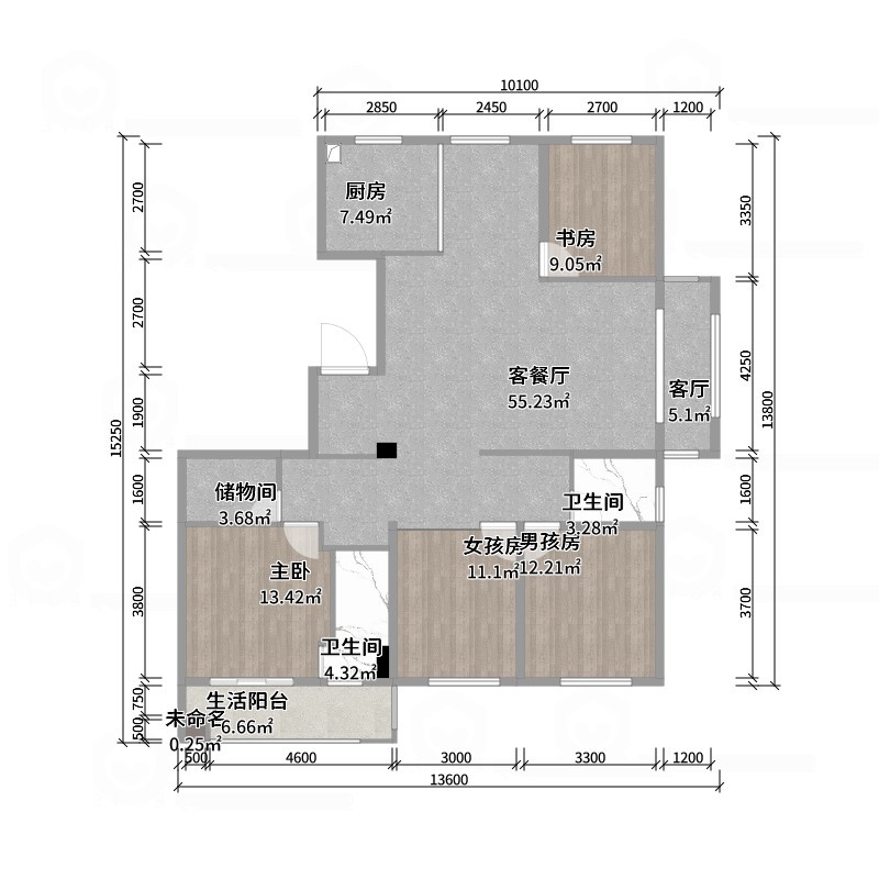 设计师丨胡月平-意式极简151㎡4室-户型图概览