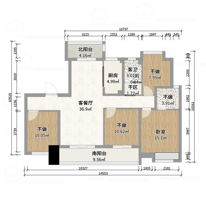 李青越-132平法式三居室-户型图概览