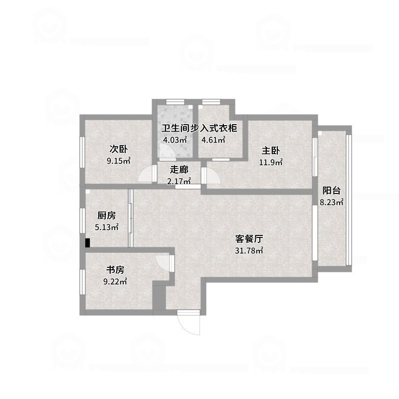 艺雅丽-106平现代简约黑白 -户型图概览