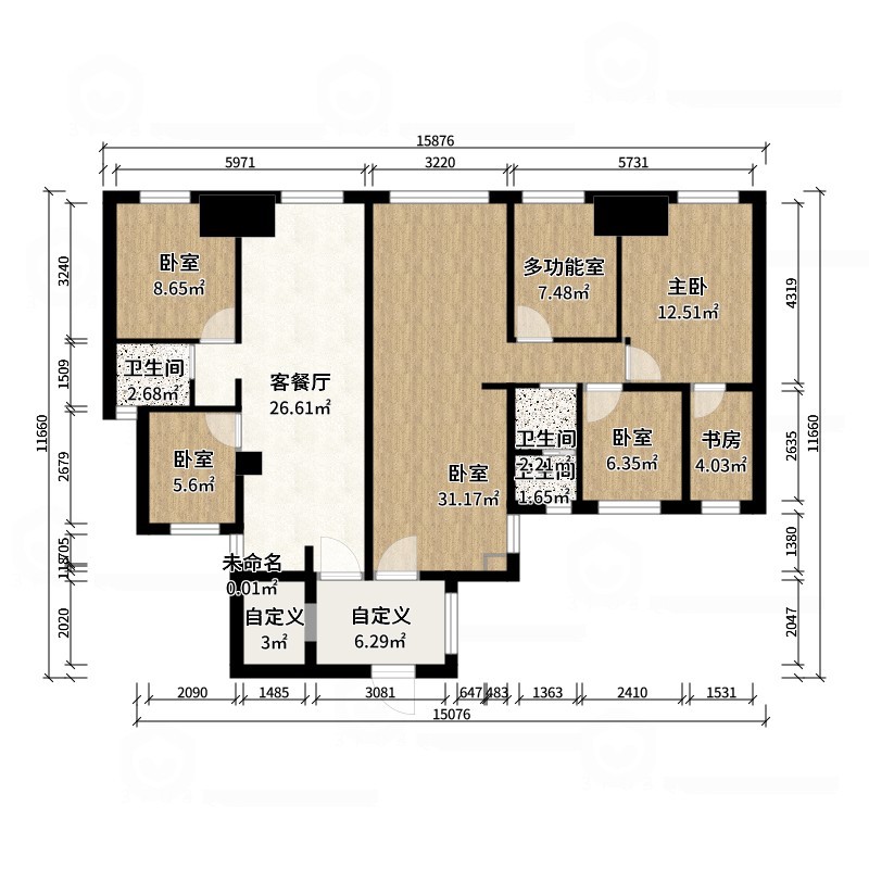 派欣-146㎡5室-户型图概览