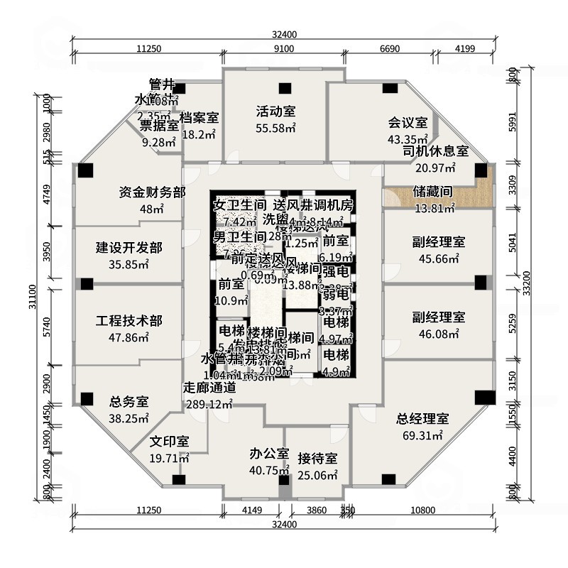 神马云在线-937.55m办公方案-户型图概览
