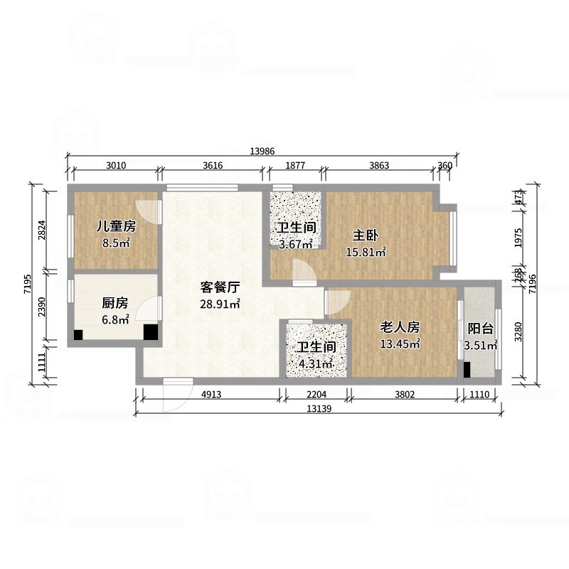 壹诺设计工作室-103㎡3室-现代简约-户型图概览