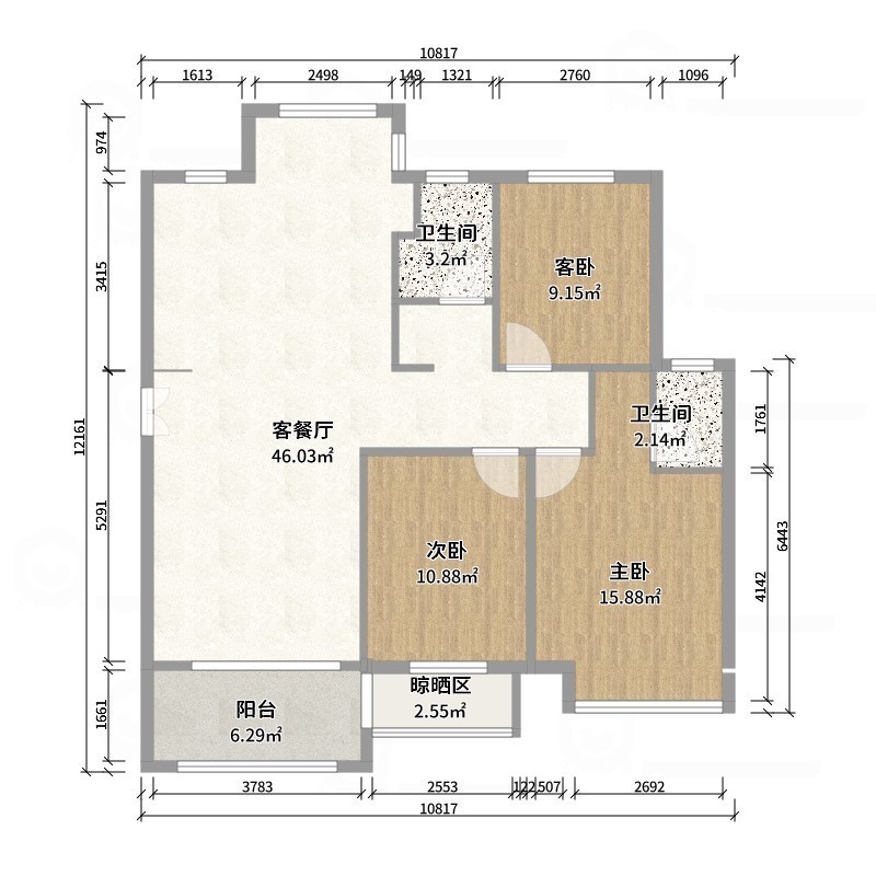 壹诺设计工作室-114㎡3室-奶油风 -户型图概览
