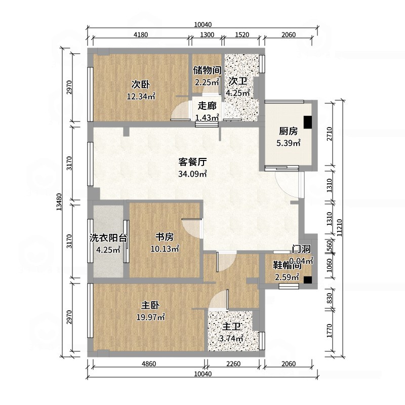 孙有权-『2025-11』122平丨现代简约黑白灰三居室-户型图概览