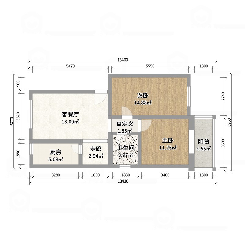 李佳洋-翠华园79平原木风2室-户型图概览