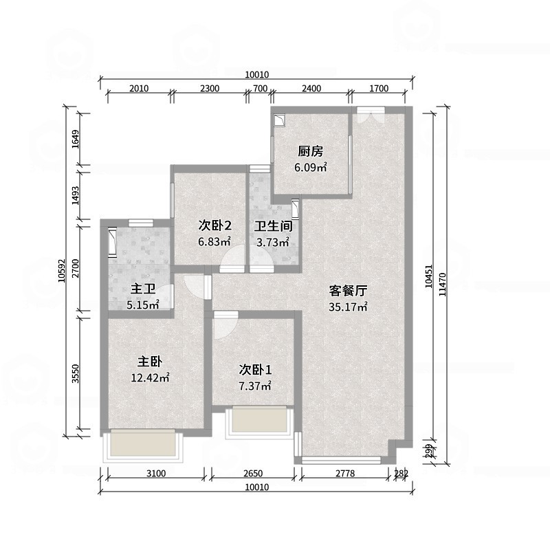 艺雅丽-77平现代简约-户型图概览