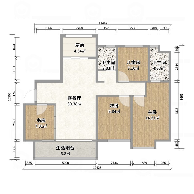 壹诺设计工作室-法式奶油 -户型图概览