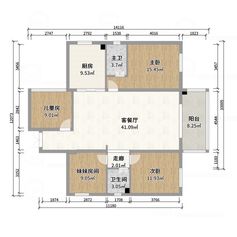 艺雅丽-133平现代简约 -户型图概览
