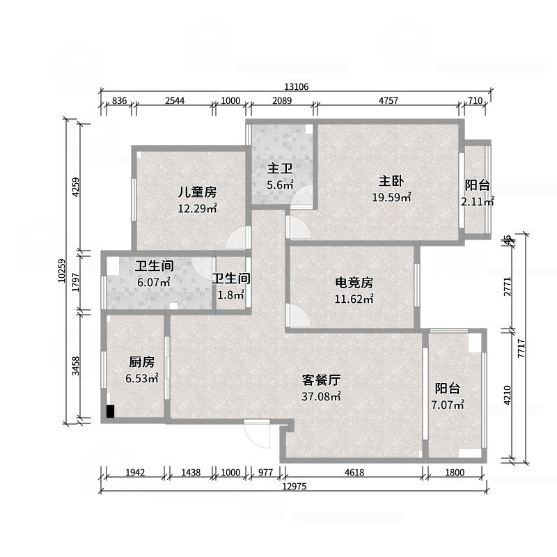 艺雅丽-127平奶油风 -户型图概览