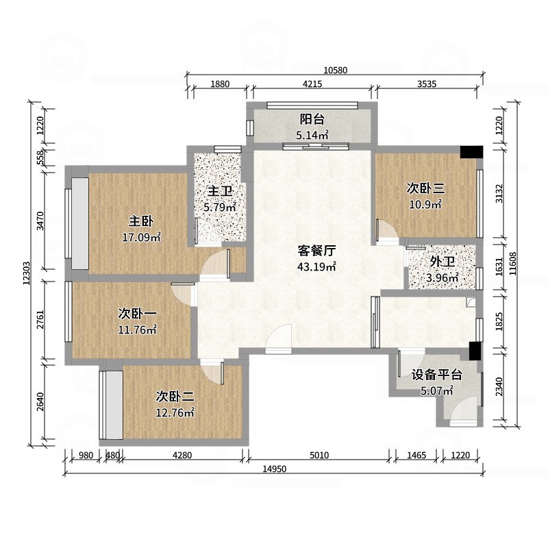 孙有权-『2025-11』136平丨现代简约四居室-户型图概览