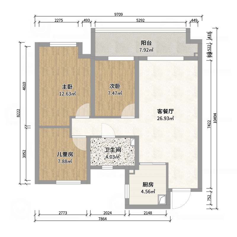 天水全案设计师白老师-和光尘樾95m² 4号楼3楼 - 1402-户型图概览