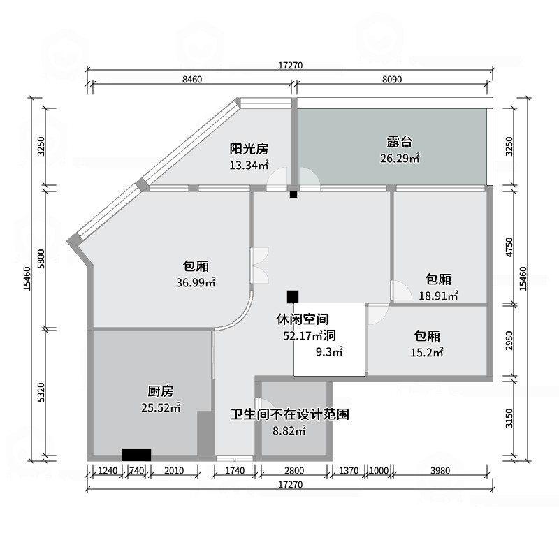 设计师珂源-金地悦海湾新中式360㎡茶楼-户型图概览
