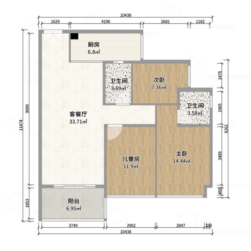 壹诺设计工作室-112㎡3室-原木风 -户型图概览