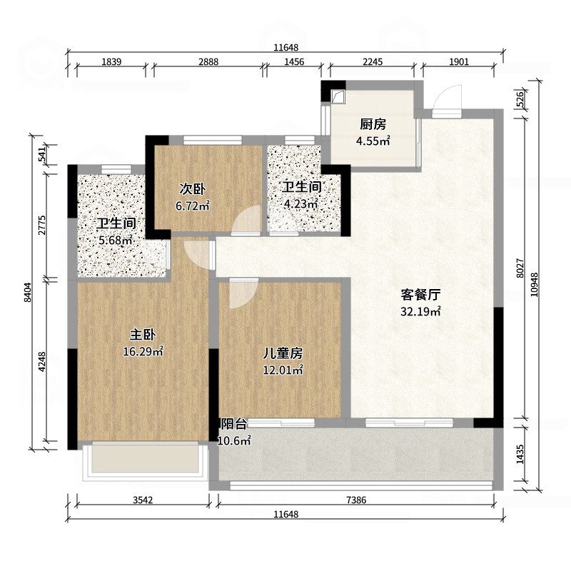 1372*OKbJ-广州华商职业学院 - 邵天杰-户型图概览