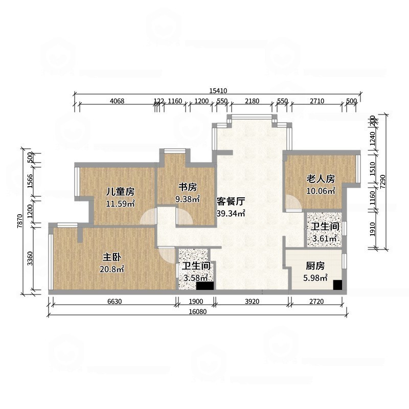 壹诺设计工作室-112㎡4室-现代简约 -户型图概览