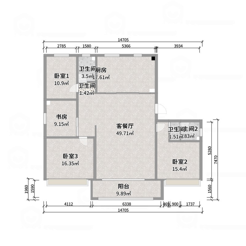 艺雅丽-160平后现代 -户型图概览