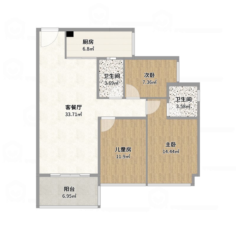 壹诺设计工作室-105㎡3室-日式风 -户型图概览