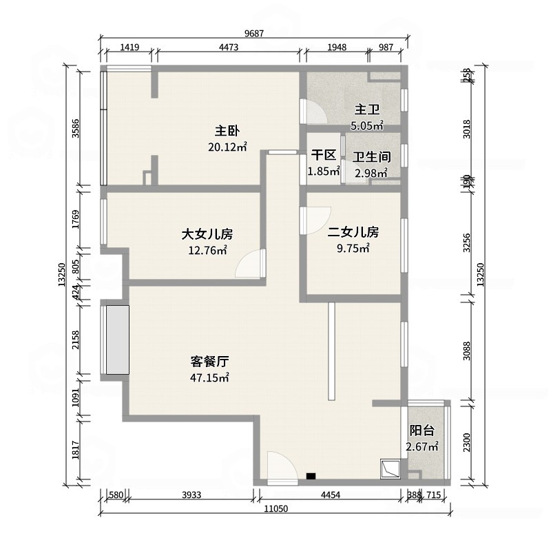 设计师言色-120平米 三室改四室 美式复古自然风-户型图概览