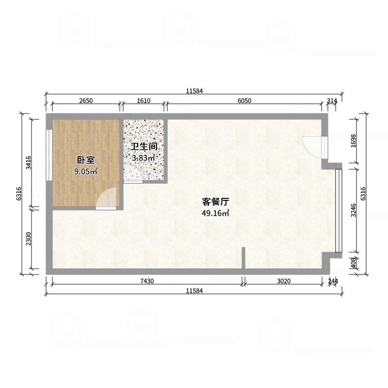 孙有权-『2025-10』22平丨法式厨房餐厅-户型图概览