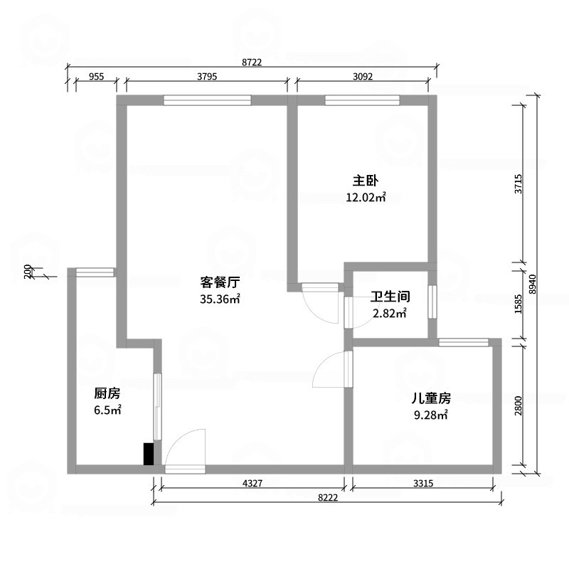 胡纹嘉-嘉丰国际城78㎡2室-户型图概览