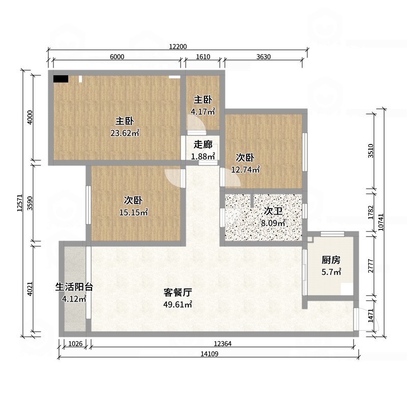 设计-男孩-多巴胺奶油风-户型图概览