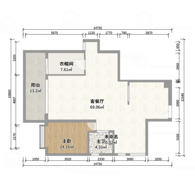 单泽林-127㎡1室-户型图概览