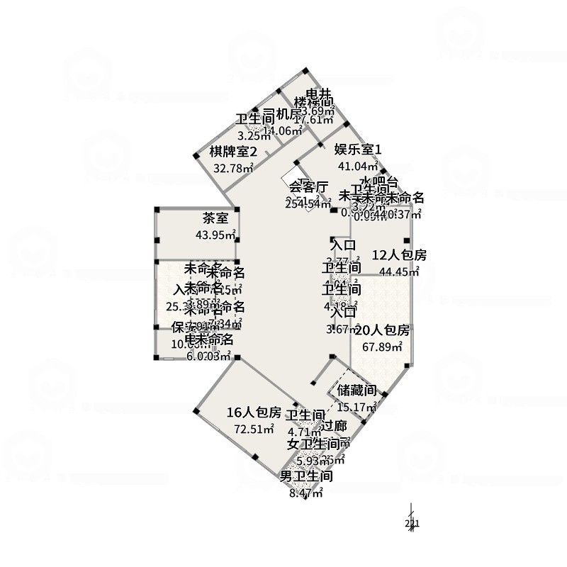 鲸鱼设计装饰-本府会所-户型图概览