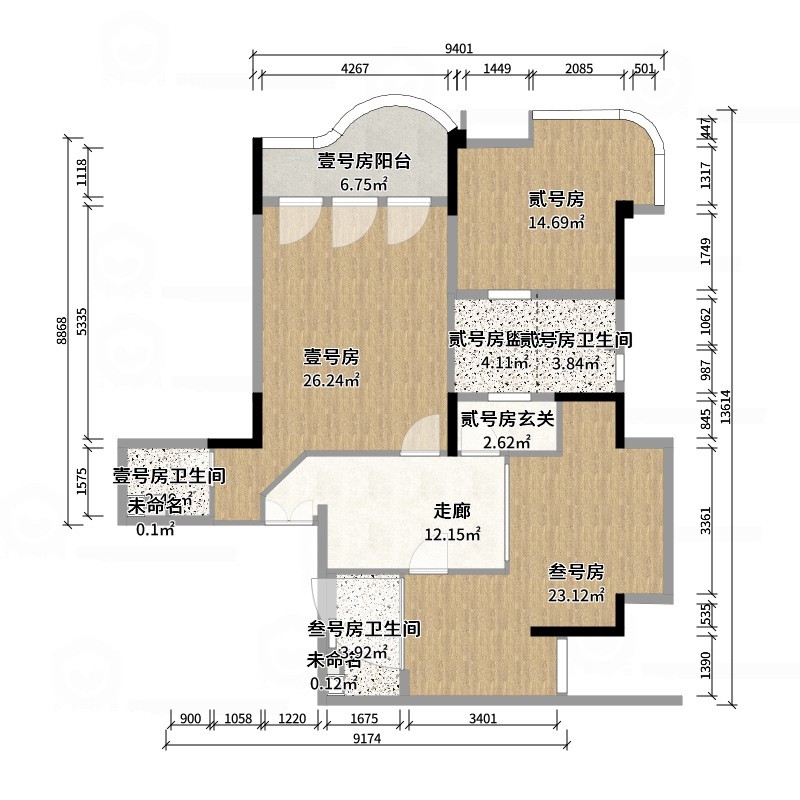 熬暖酱-重庆东和湾中古民宿-户型图概览