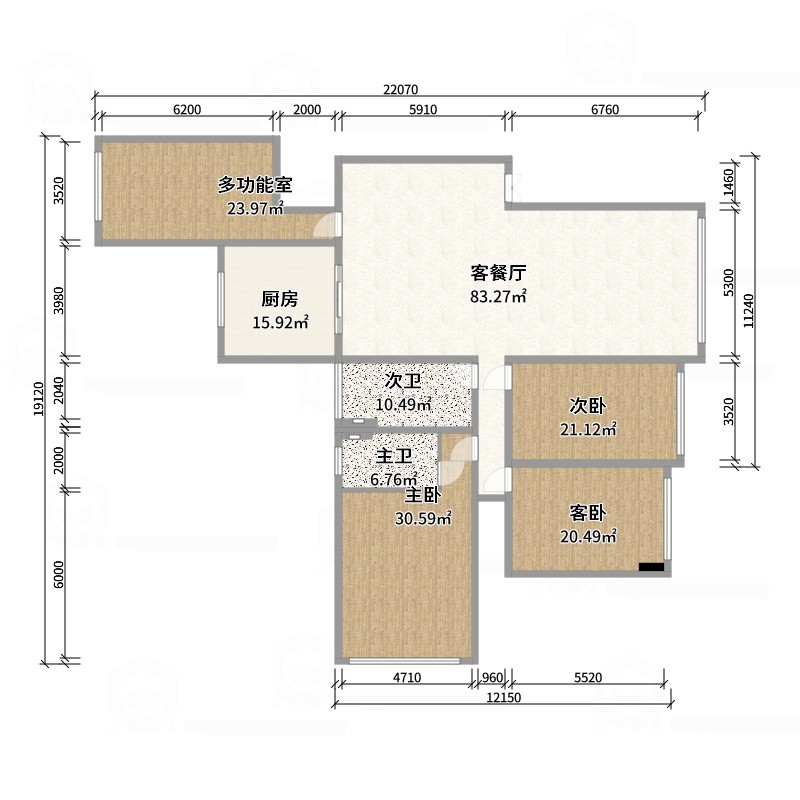 TS33333-台北大厦245㎡4室-户型图概览