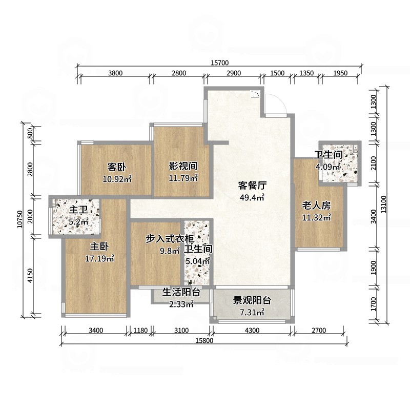 156平方房子4室设计图图片