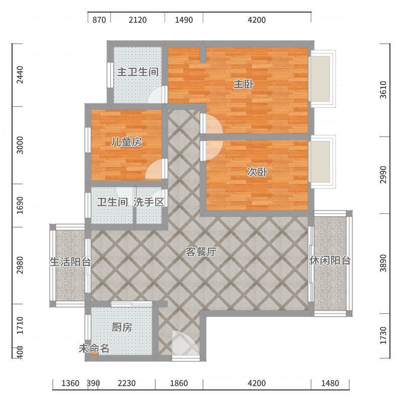 李立猛-现代简约三居室-户型图概览
