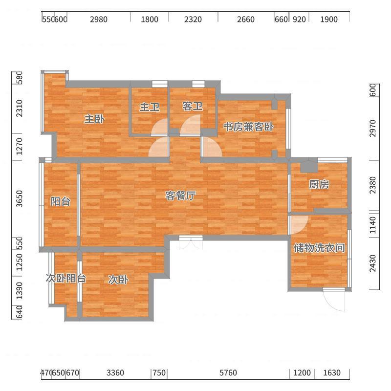 王瑛-132方北欧两居-户型图概览
