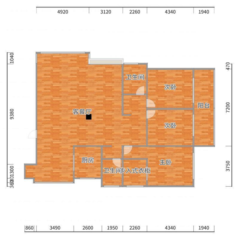 塑梧设计-217方美式三居-户型图概览